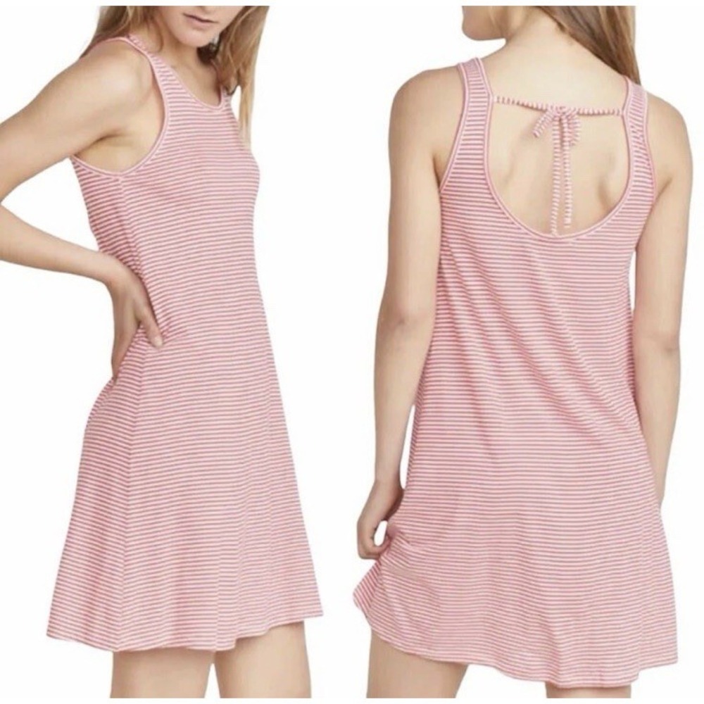 Marine Layer‎ Womens Large Alana Tank Dress Red Stripe Rope Tie Back Sleeveless